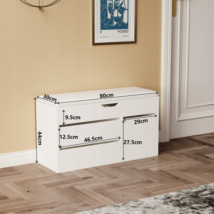 Szafka na buty z siedziskiem do przedpokoju, biała 80 cm