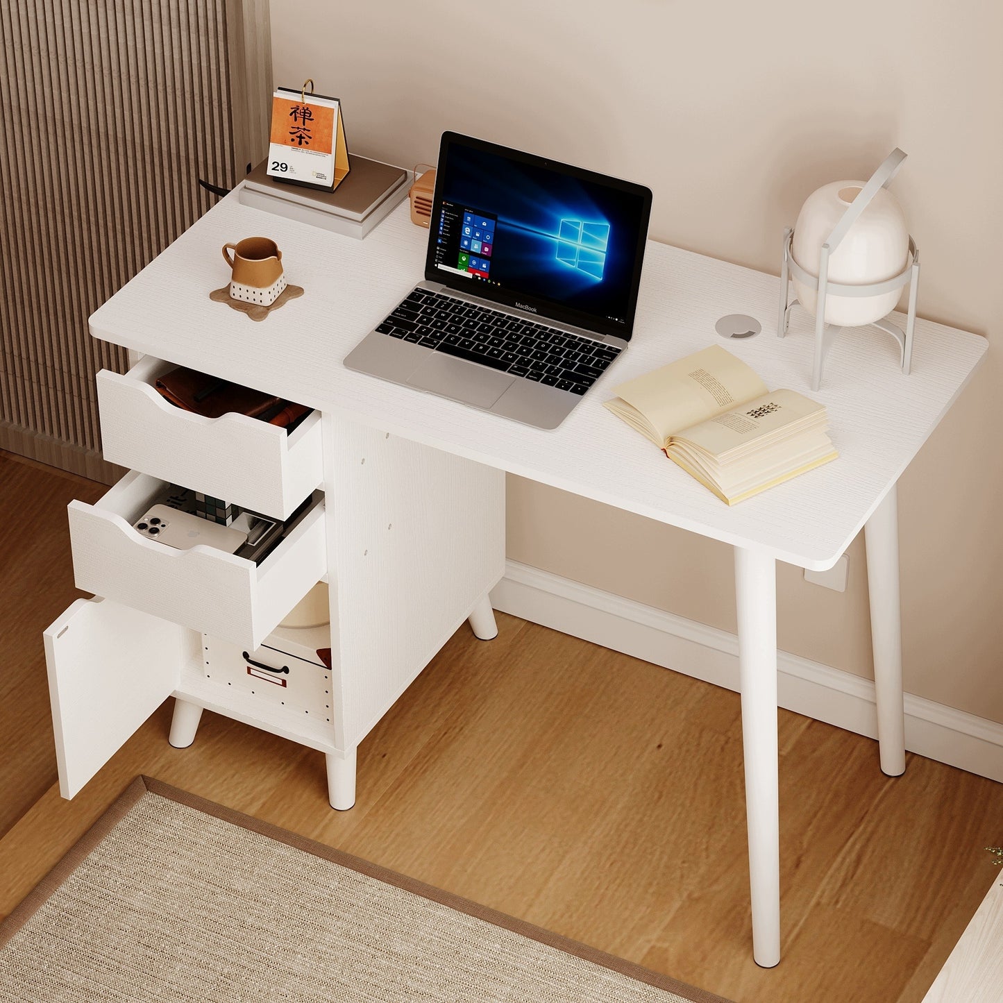 Biurko białe skandynawskie loft - 100 cm