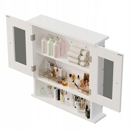 Szafka łazienkowa wisząca biała 2 drzwiowa szklana ścienna loft półki 58 cm