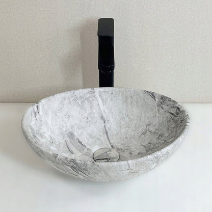 Umywalka nablatowa ceramiczna stawiana 42x34 cm imitacja kamienia okrągła
