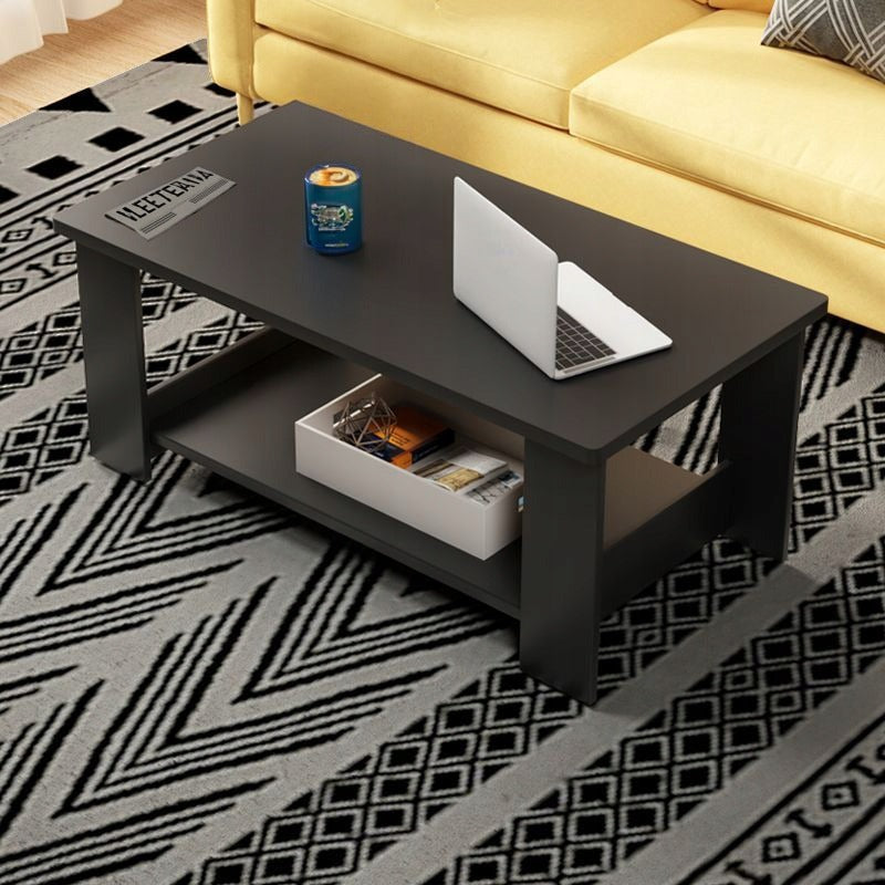Stolik kawowy w stylu loft, drewniany - ława z półką - 100cm