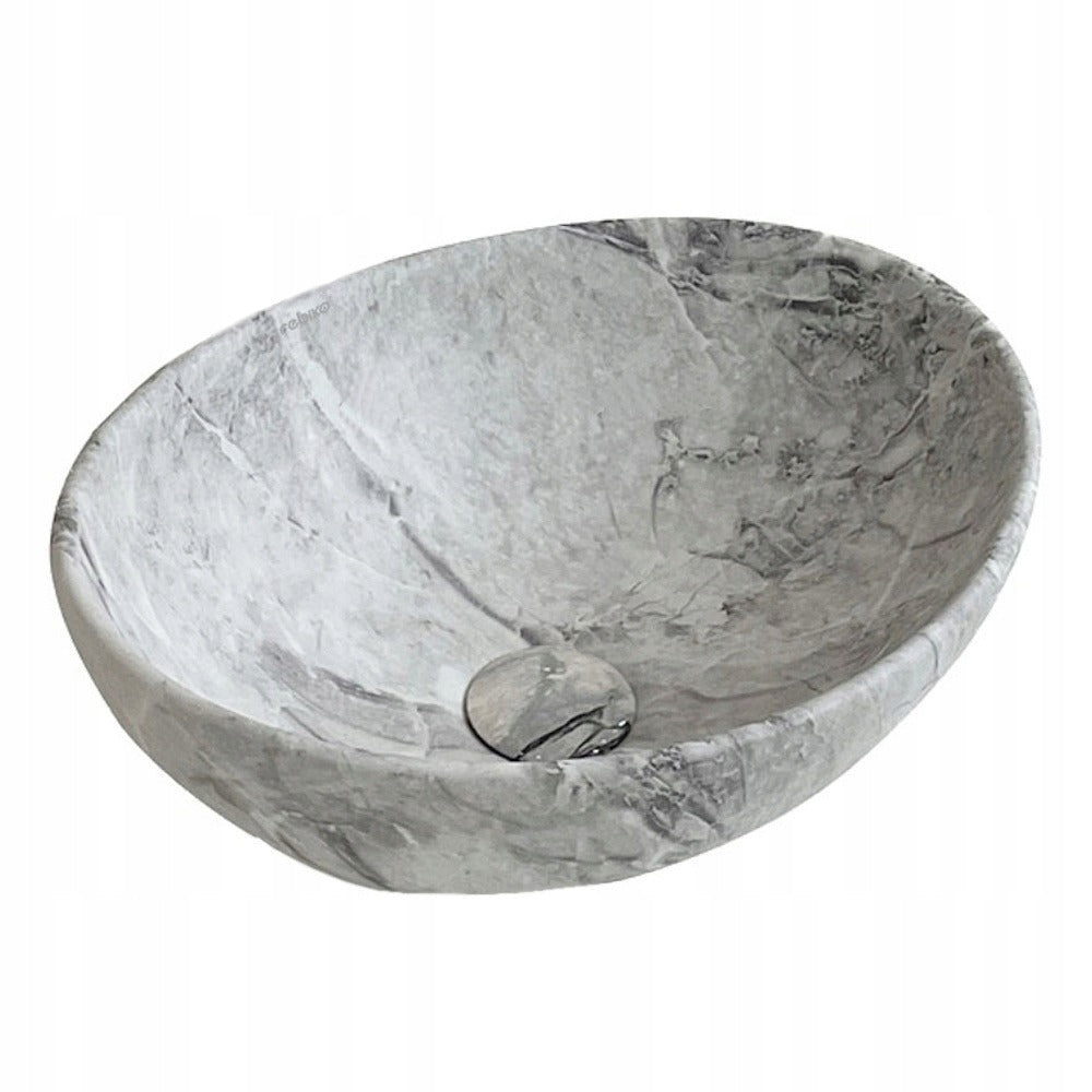 Umywalka nablatowa ceramiczna stawiana 42x34 cm imitacja kamienia okrągła
