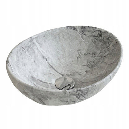 Umywalka nablatowa ceramiczna stawiana 42x34 cm imitacja kamienia okrągła