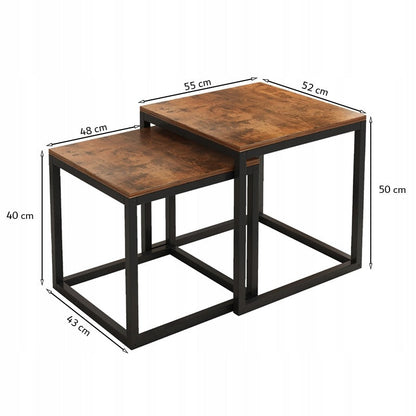 Zestaw 2 stolików kawowych 2 w 1 – składane stoliki kwadratowe do salonu