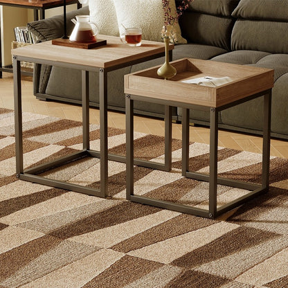 Stolik kawowy ława stół zestaw stolików 2w1 loft industrialny jasny brąz