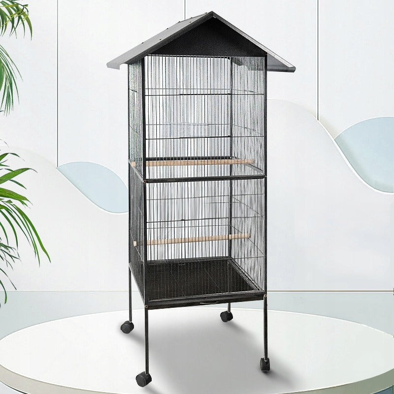 Klatka metalowa dla ptaków, czarna - 160 cm