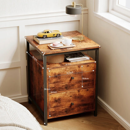 Szafka nocna / stolik do sypialni I salonu – loft, brąz rustykalny retro