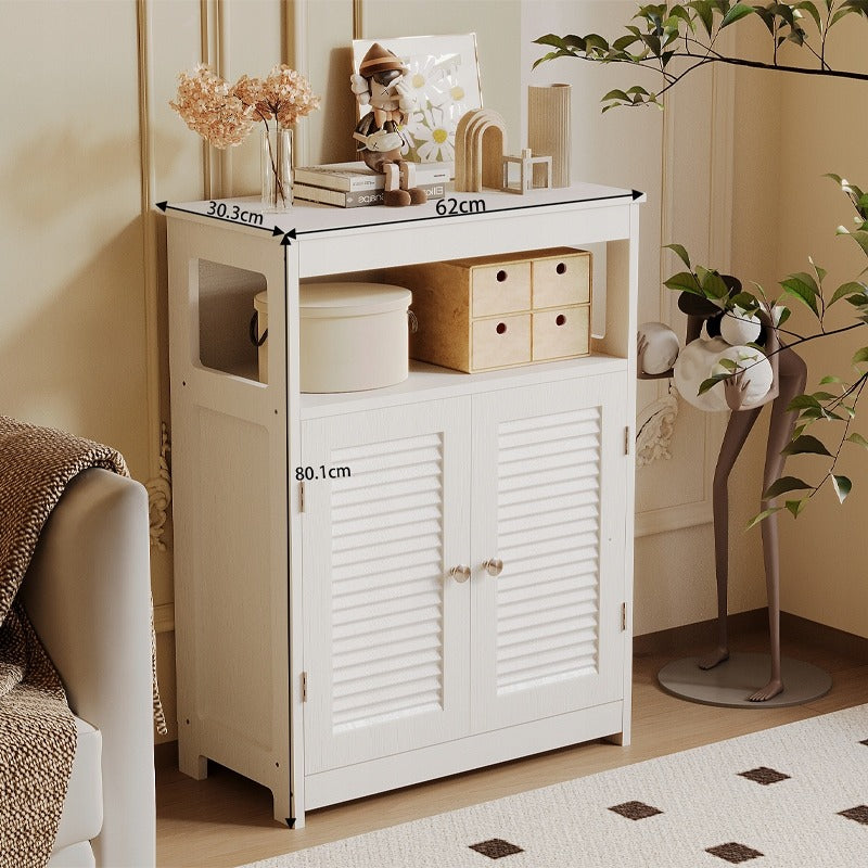 Komoda łazienkowa z półką – 2 drzwi – styl skandynawski / loft – biała