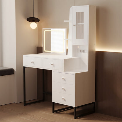 Toaletka kosmetyczna makijażu wizażu z lustrem LED glamour nowoczesna loft