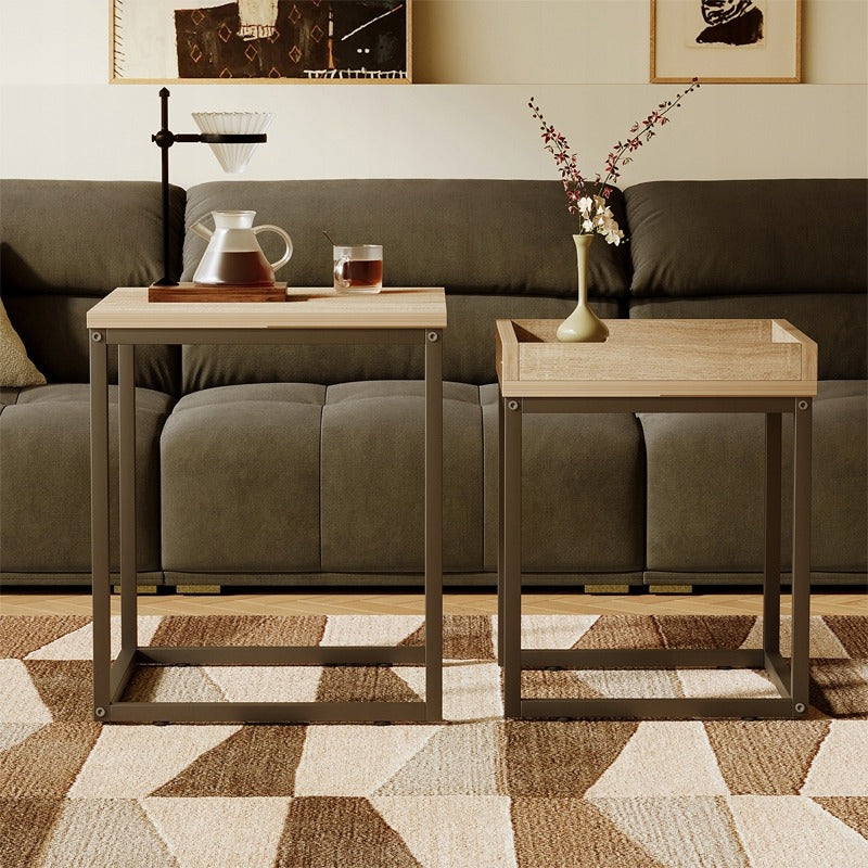 Stolik kawowy ława stół zestaw stolików 2w1 loft industrialny jasny brąz