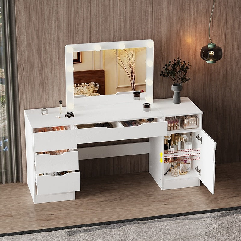 Toaletka do makijażu biała z lustrem LED - 153,5 cm