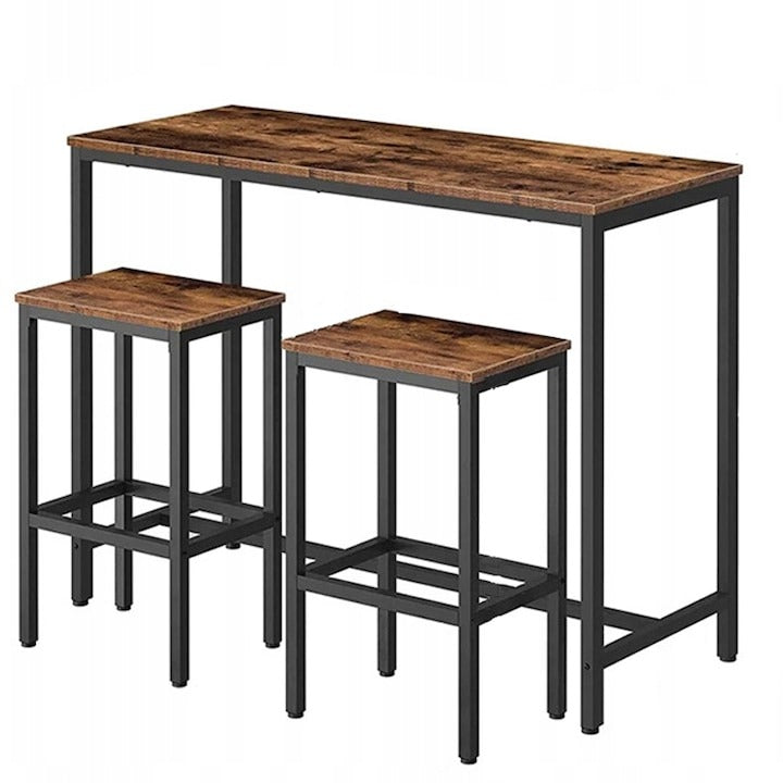 Stół barowy z 2 krzesłami 100x40x90 cm – industrialny design, nowoczesny loftowy styl