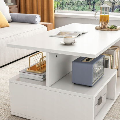 Biały stolik kawowy z półką 90x51x43 cm – nowoczesny i funkcjonalny design