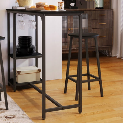 Zestaw barowy - stół + 2 krzesła – czarny – nowoczesny