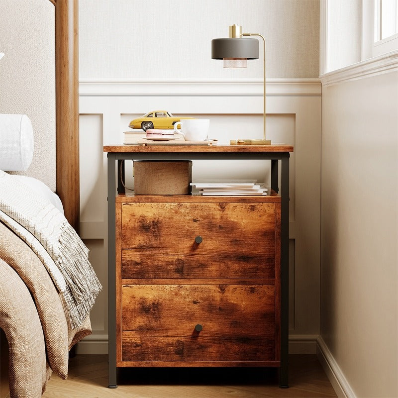 Szafka nocna / stolik do sypialni I salonu – loft, brąz rustykalny retro