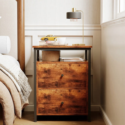 Szafka nocna / stolik do sypialni I salonu – loft, brąz rustykalny retro