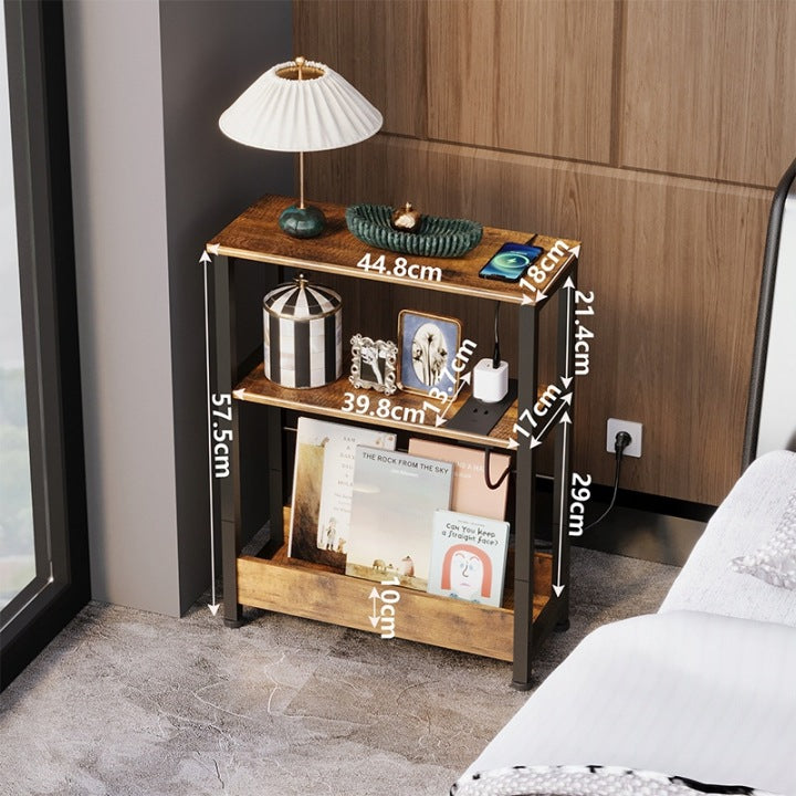 Regał do salonu półka z wejściem usb na książki brąz loft pojemna szafka