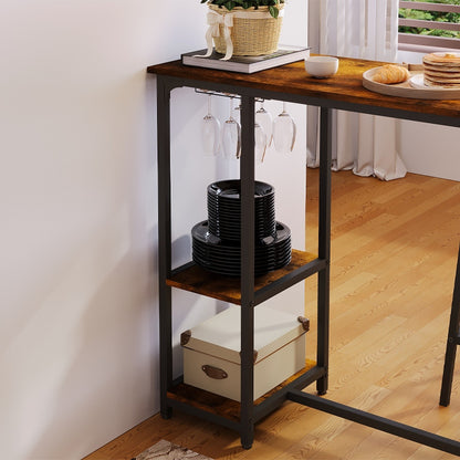 Zestaw stół I krzesła barowe, stół jadalniany z 2 stołkami rustykalny loft