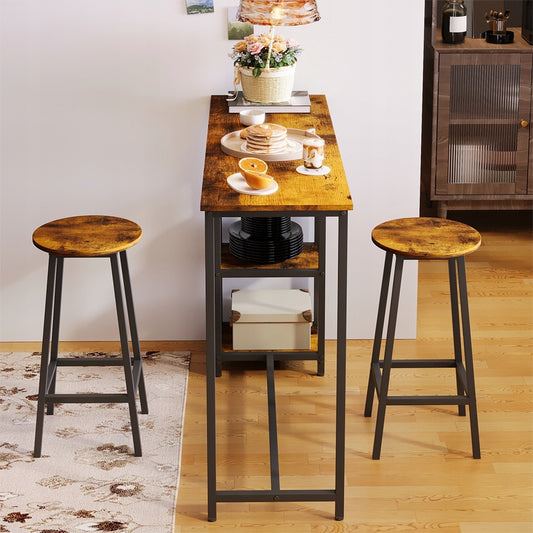 Zestaw stół I krzesła barowe, stół jadalniany z 2 stołkami rustykalny loft