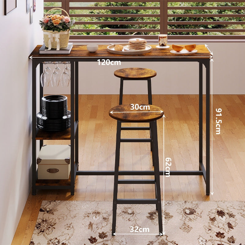 Zestaw stół I krzesła barowe, stół jadalniany z 2 stołkami rustykalny loft