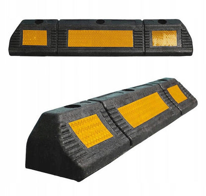 Ogranicznik koła do parkingu – 59 cm, z żółtą taśmą odblaskową (zestaw 2 sztuk)