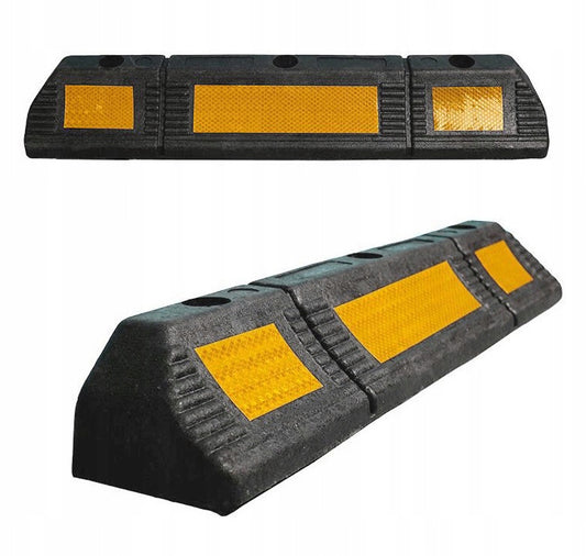 Ogranicznik koła do parkingu – 59 cm, z żółtą taśmą odblaskową (zestaw 2 sztuk)