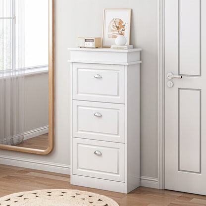 Biała szafka na buty z 3 drzwiami – 52x117x23 cm