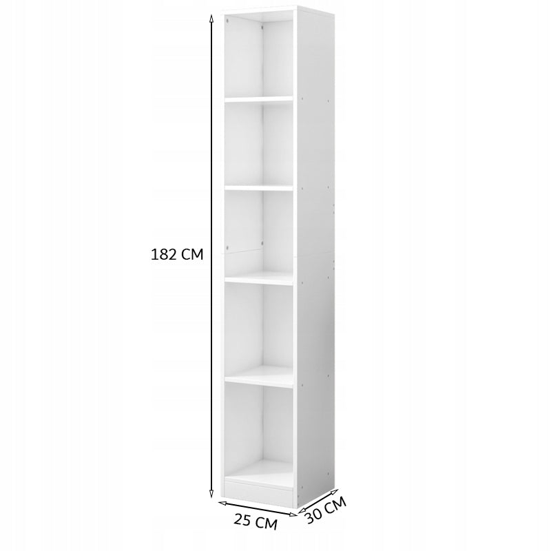 Wysoka biała szafka - 182×25×30 cm - półka do salonu, biura