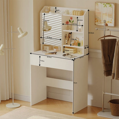 Toaletka z uchylnym lustrem i szufladą, styl Loft Glamour, 70x40x136 cm
